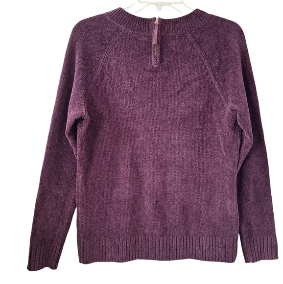 NWT Talbots Petite Medium Burgundy‎ Crew-neck Long Sleeve  Back-Zip Sweater - Picture 2 of 13